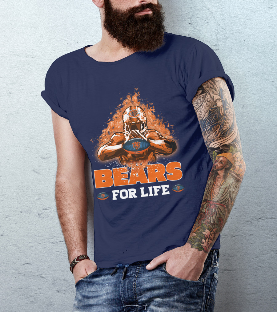 BEARS FOR LIFE CHICAGO BEARS FOOTBALL FLAMES T-Shirt