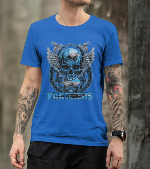 Skullfb PANTHERS Carolina Logo Wings Chains T-Shirt