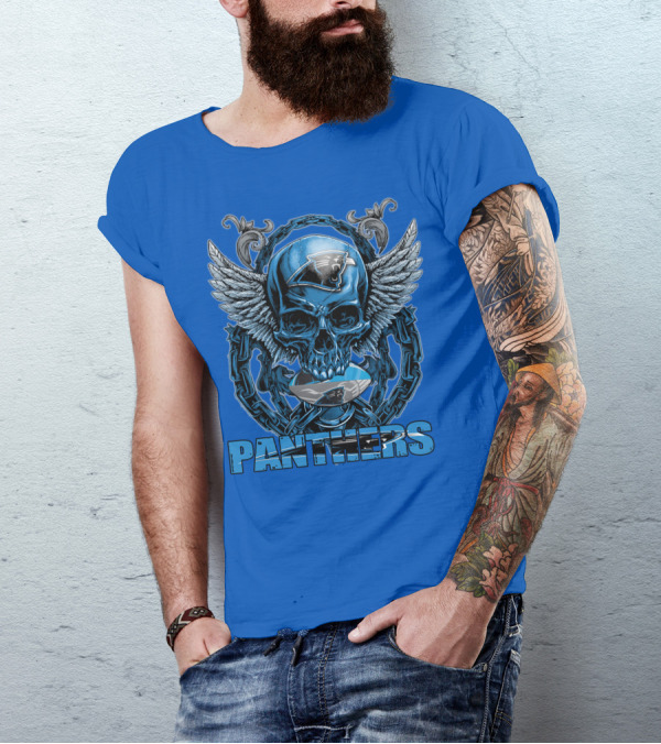 Skullfb PANTHERS Carolina Logo Wings Chains T-Shirt