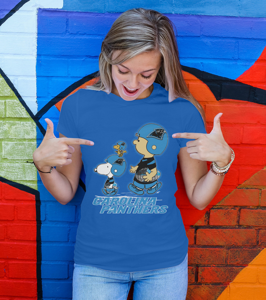 Snpfootball CAROLINA PANTHERS Peanuts Characters Blue Helmet T-Shirt