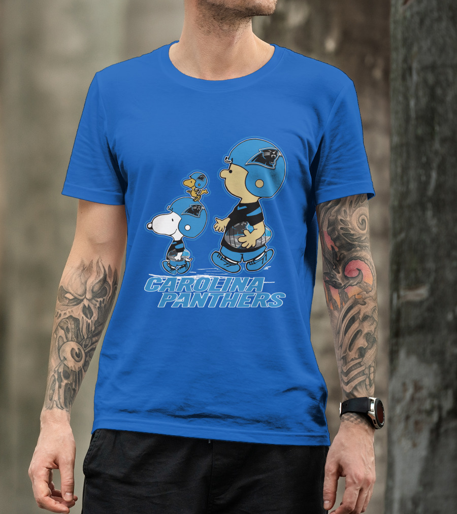 Snpfootball CAROLINA PANTHERS Peanuts Characters Blue Helmet T-Shirt