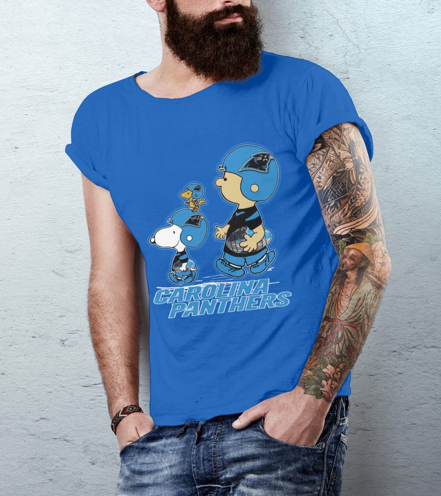 Snpfootball CAROLINA PANTHERS Peanuts Characters Blue Helmet T-Shirt