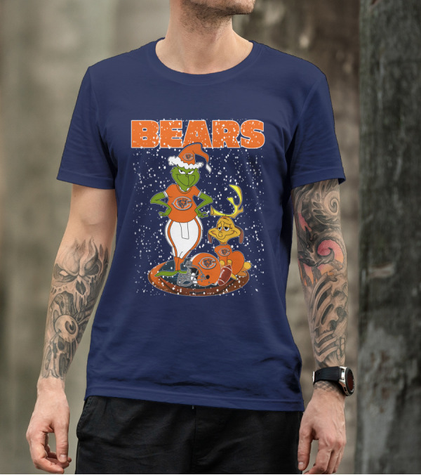 Grinchxmas BEARS Christmas Chicago Football Collaboration T-Shirt
