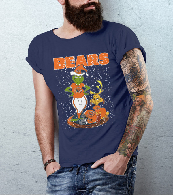 Grinchxmas BEARS Christmas Chicago Football Collaboration T-Shirt