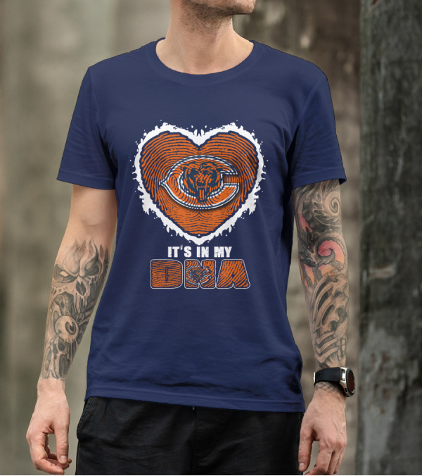 It's In My DNA Chicago Bears Heart Fingerprint T-Shirt