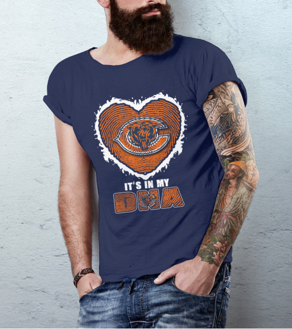 It's In My DNA Chicago Bears Heart Fingerprint T-Shirt