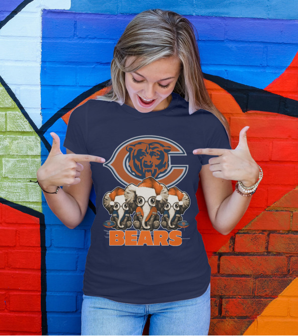 Chicago Bears Christmas Elephants Football T-Shirt