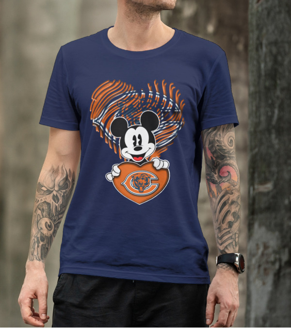 Mick Chicago Bears Heart Logo Fan T-Shirt