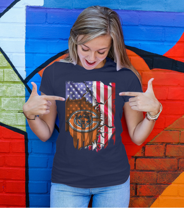 American Flag Chicago Bears Logo Stars Stripes T-Shirt