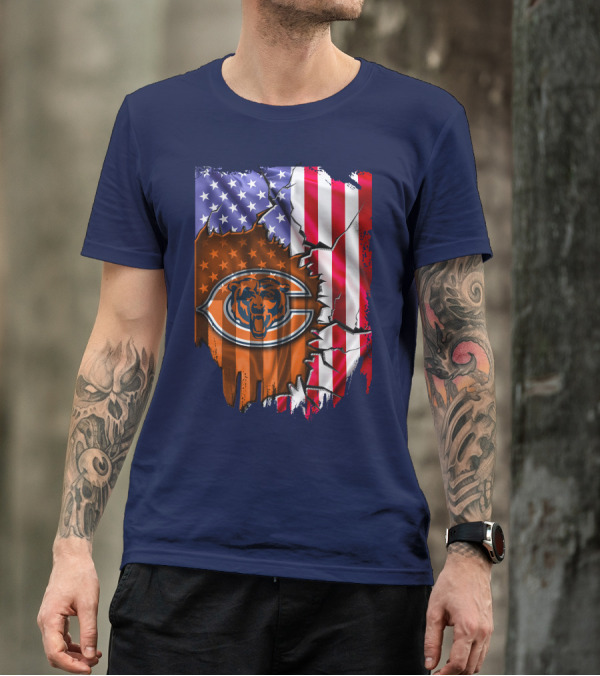 American Flag Chicago Bears Logo Stars Stripes T-Shirt