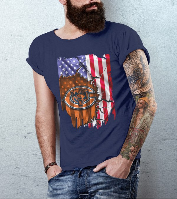 American Flag Chicago Bears Logo Stars Stripes T-Shirt