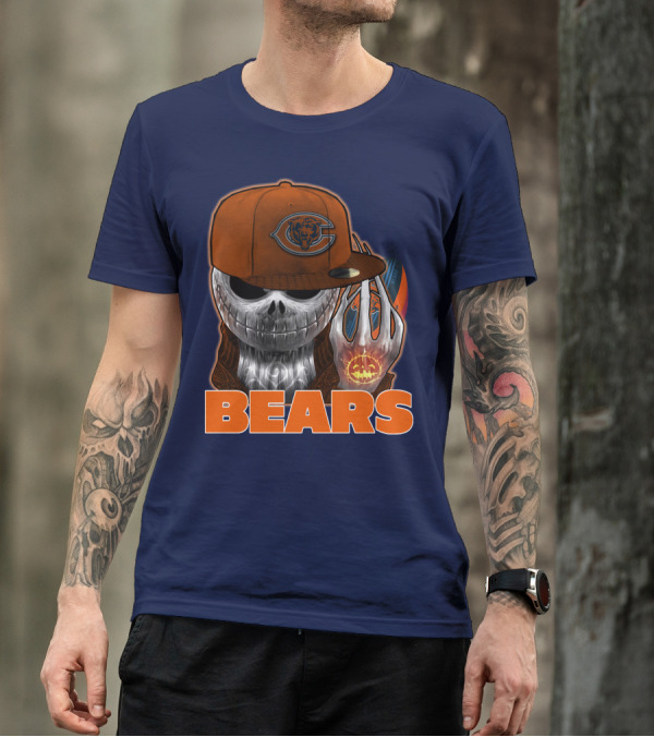 Jackskull BEARS CHICAGO Halloween Football Skeleton T-Shirt