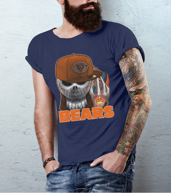 Jackskull BEARS CHICAGO Halloween Football Skeleton T-Shirt