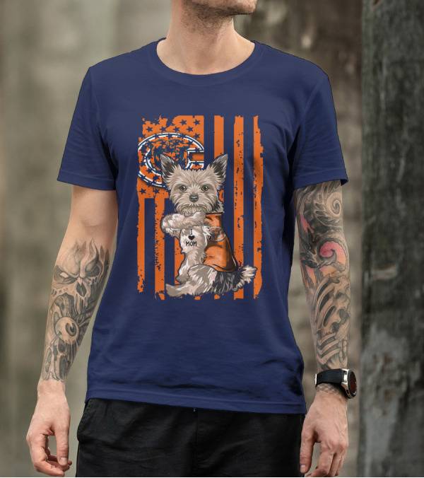 Yorkshire Terrier I Love Mom CHICAGO BEARS T-Shirt