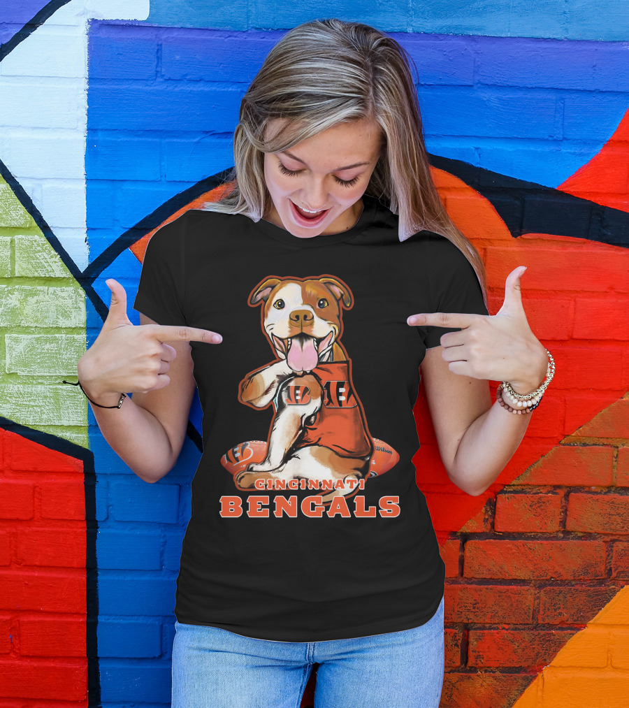 CINCINNATI BENGALS Pittbull Mascot Football T-Shirt