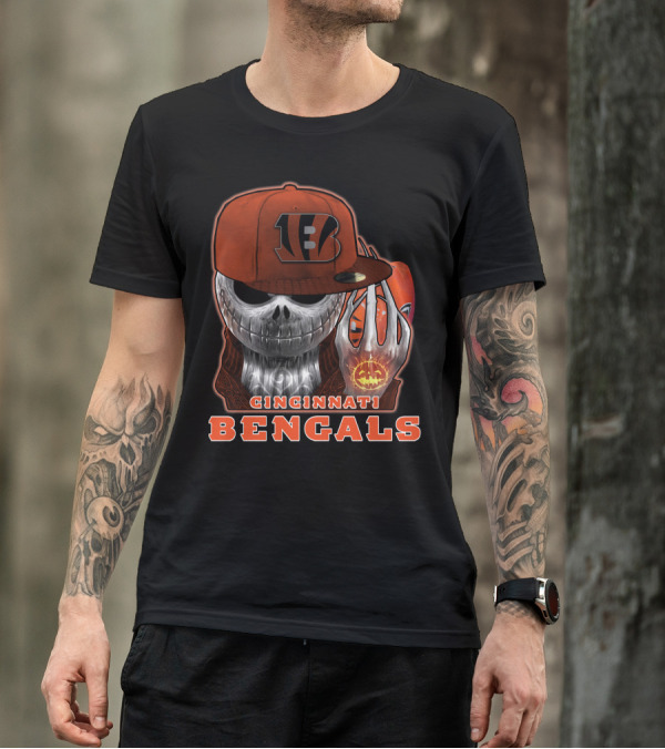 Cincinnati Bengals Jackskull Halloween Football Fan Gear T-Shirt