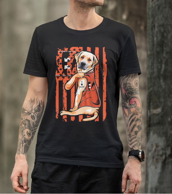 Labrador Retriever I Love Mom Cincinnati Bengals Stripes T-Shirt