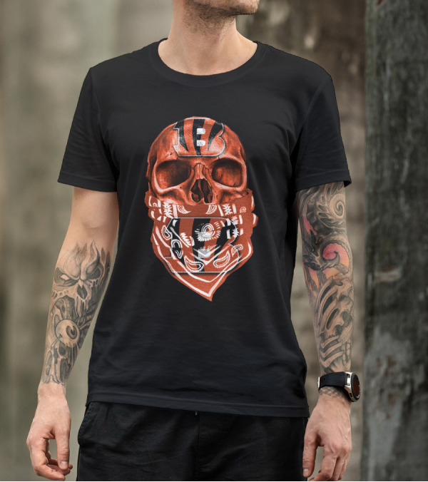 Cincinnati Bengals Skull Bandana Fan T-Shirt