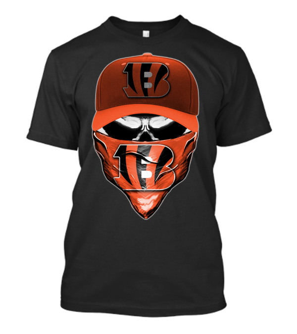 Skull Cincinnati Bengals Logo Hat And Bandana T-Shirt