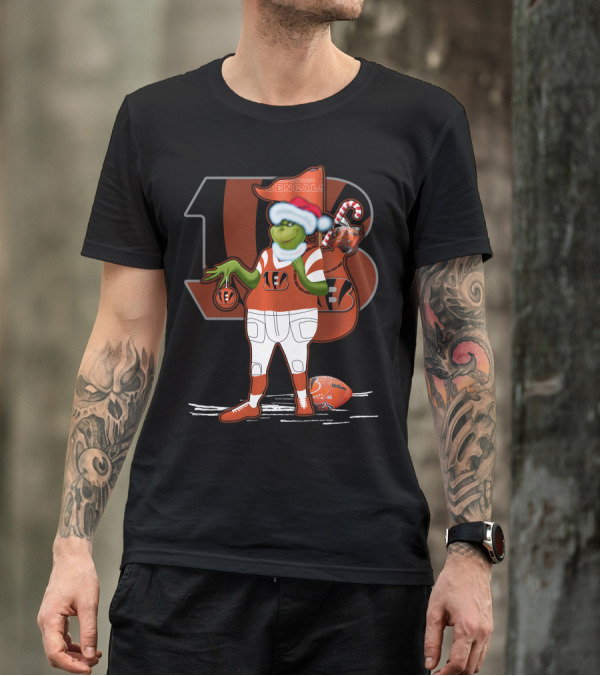 Grinchxmas Cincinnati Bengals Football Holiday Santa Hat T-Shirt