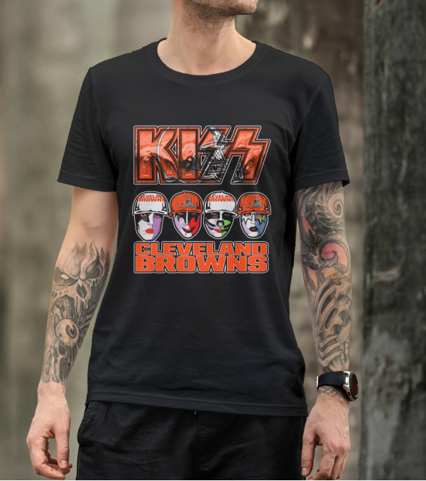 KISS Cleveland Browns Faces With Helmets T-Shirt