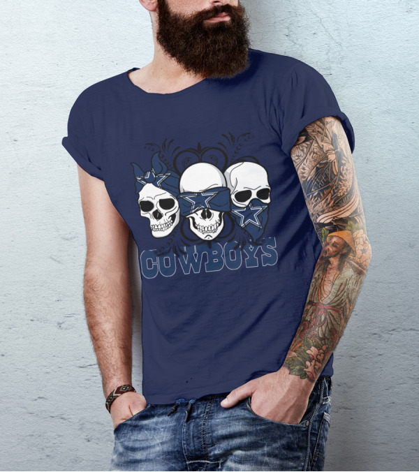 Cowboys Three Skulls Bandana Stars T-Shirt