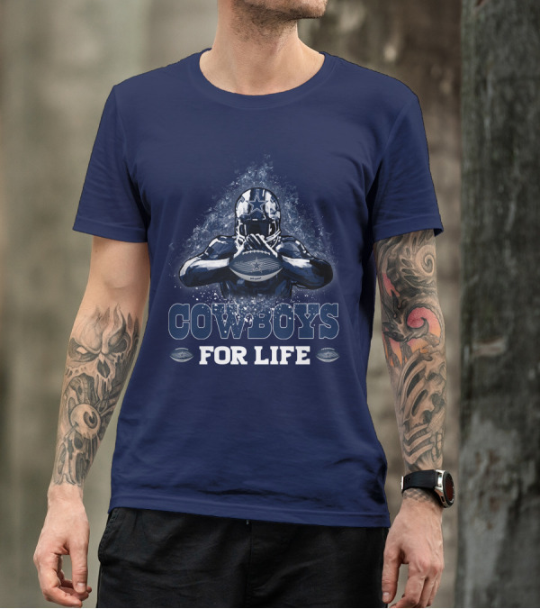 COWBOYS FOR LIFE DALLAS COWBOYS Football Helmet Star Logo Blue T-Shirt