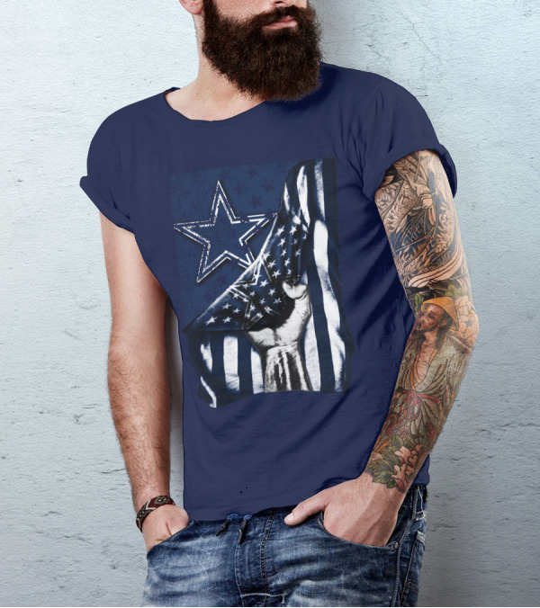 Dallas Cowboys Star With American Flag And Fist T-Shirt