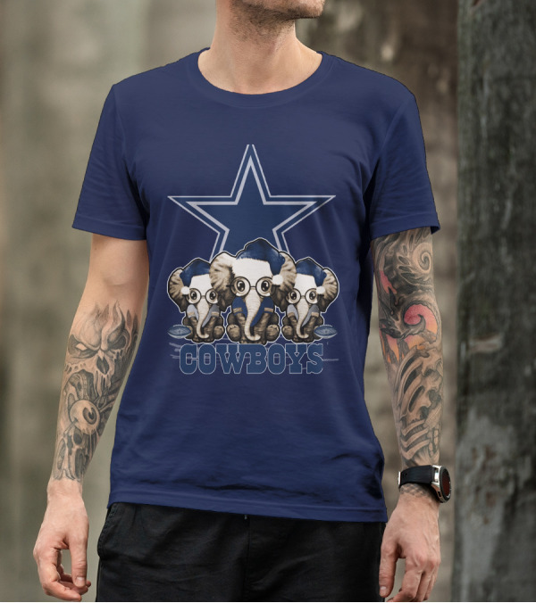 Elephan Xmas Dallas Cowboys Star Logo Glasses Hindustani T-Shirt