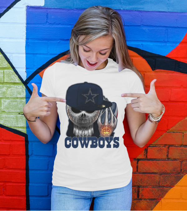 Jackskull Cowboys Halloween Star Football T-Shirt