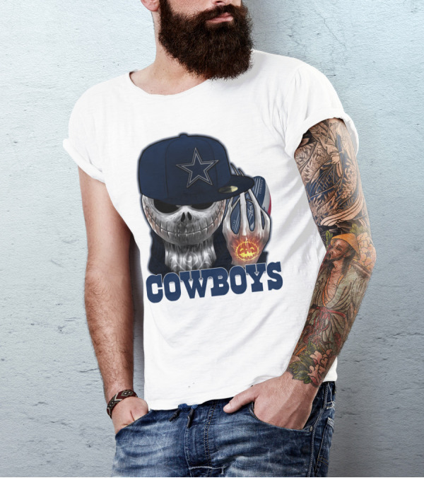 Jackskull Cowboys Halloween Star Football T-Shirt