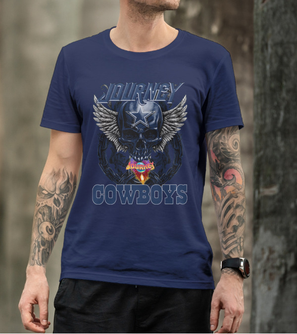 JOURNEY COWBOYS Dallas Skull Wings Star T-Shirt