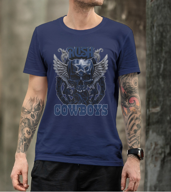 RUSH DALLAS COWBOYS WINGED STAR SKULL T-Shirt
