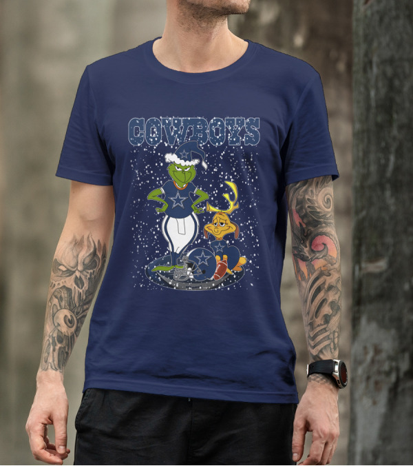 Grinchxmas Cowboys Football Holiday Mashup T-Shirt
