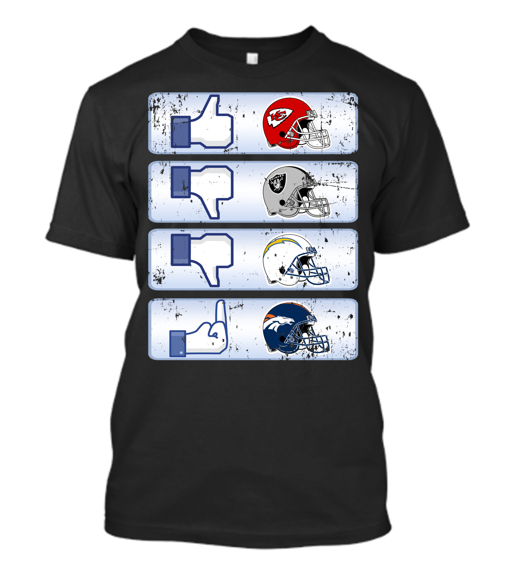Kansas City Chiefs Like Rival Teams Thumbs Los Angeles Chargers Denver Broncos T-Shirt