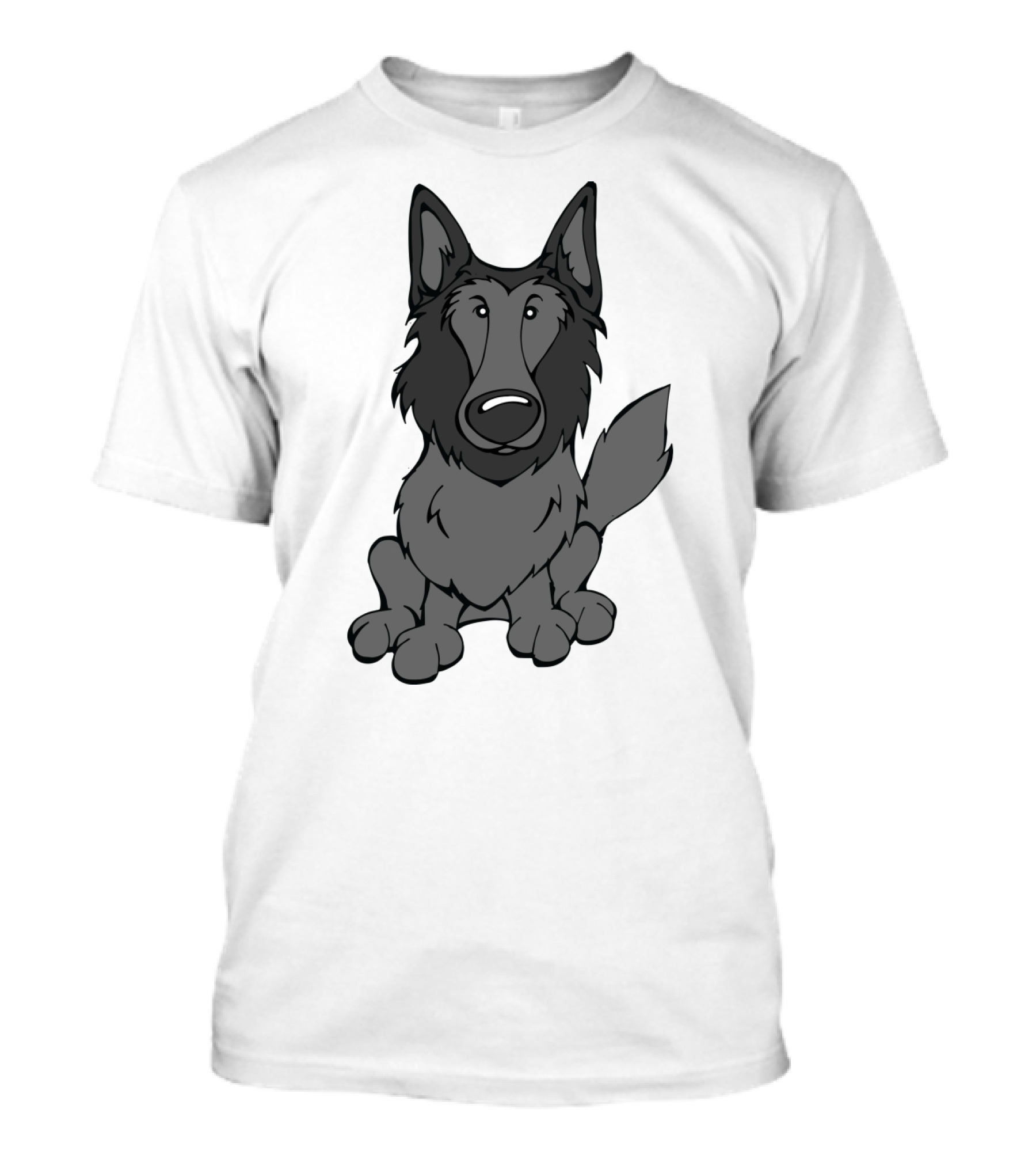 Belgian Sheepdog Cartoon Illustration Black And Gray T-Shirt
