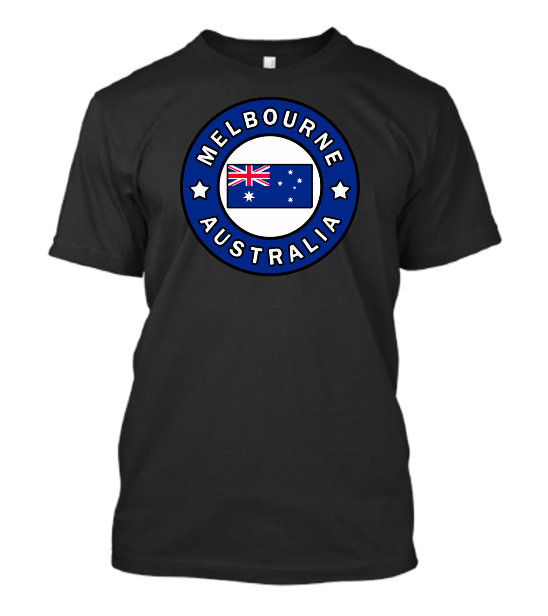 Melbourne Australia Emblem Featuring Australian Flag And Stars T-Shirt