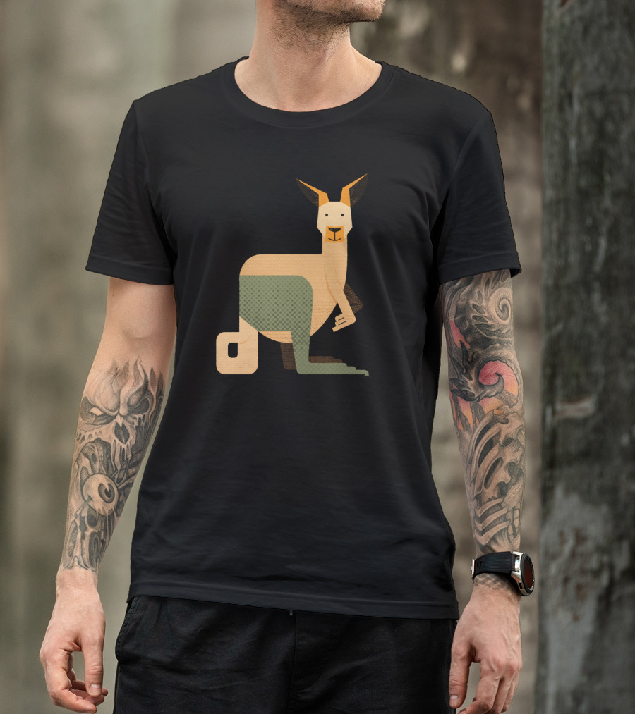 Geometric Whimsy Kangaroo Art With Playful Expression T-Shirt
