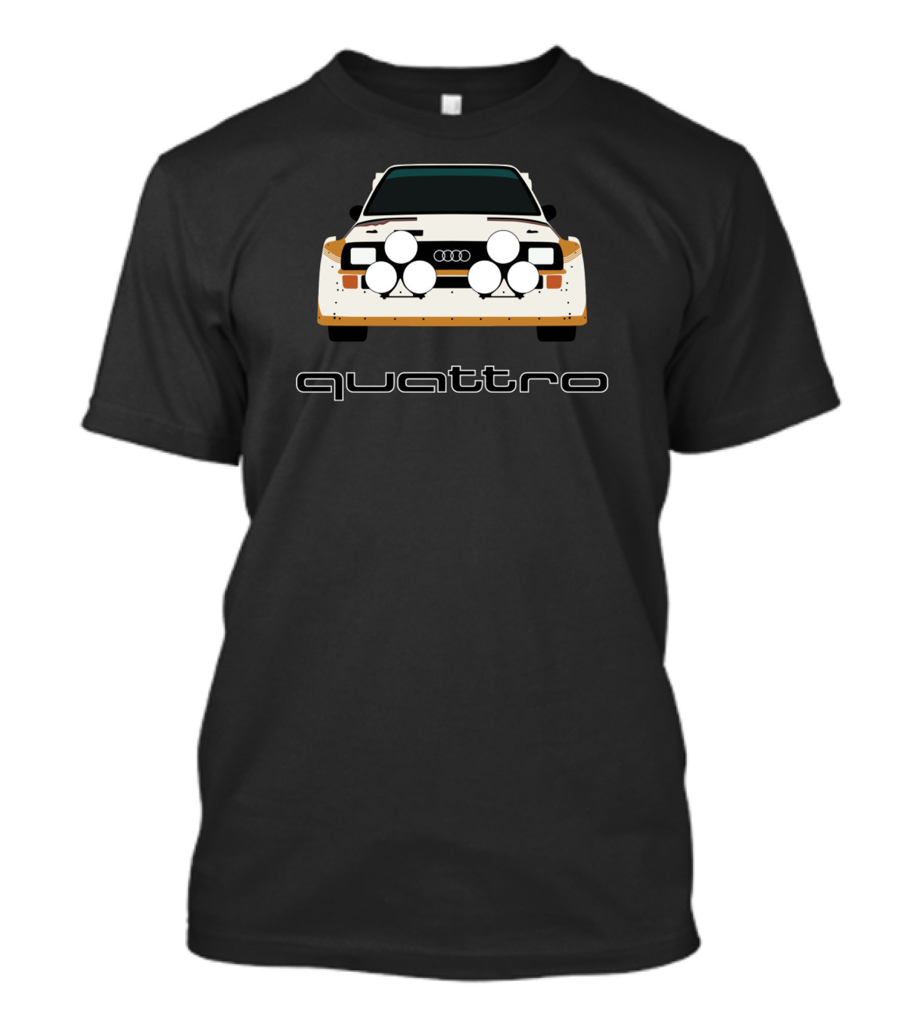 Audi Quattro Rally Car Front View With Iconic Logo And Headlights T-Shirt