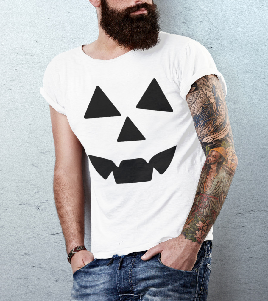 Halloween Pumpkin Scary Jack O'Lantern Face Black Triangles T-Shirt