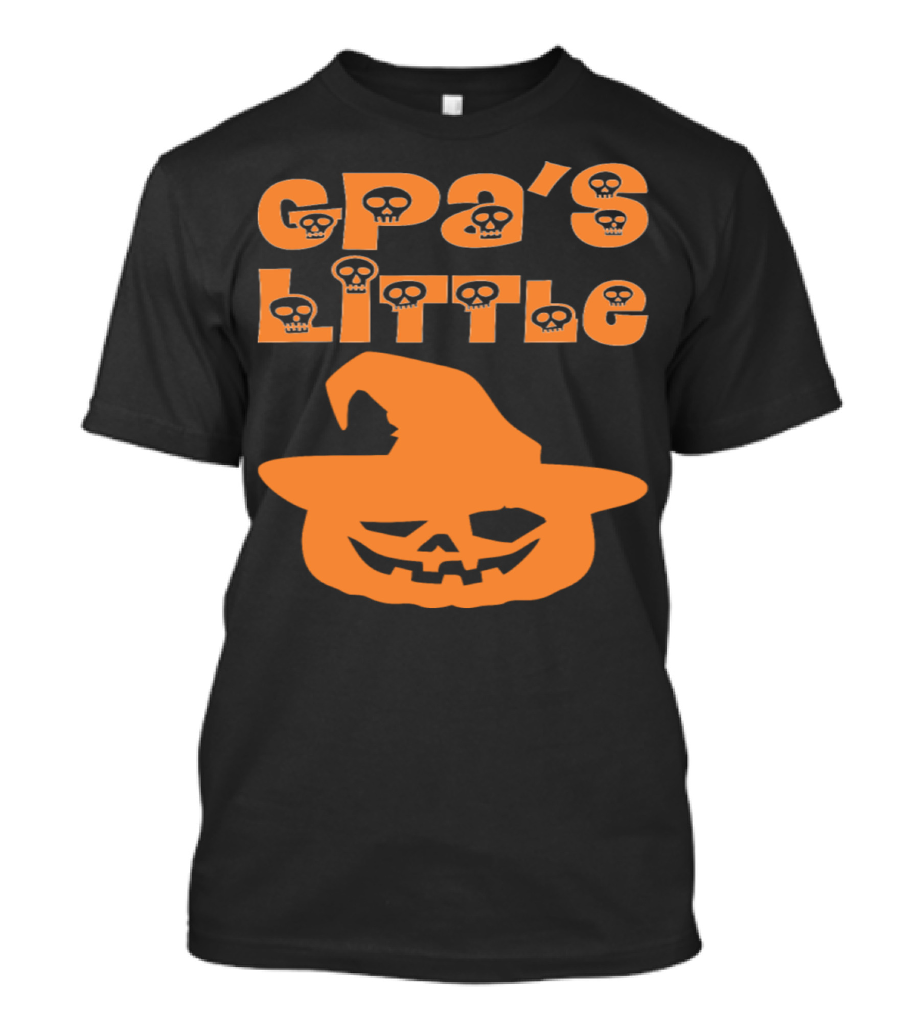 Gpa's Little Pumpkin Halloween Skull Graphic With Witch Hat T-Shirt