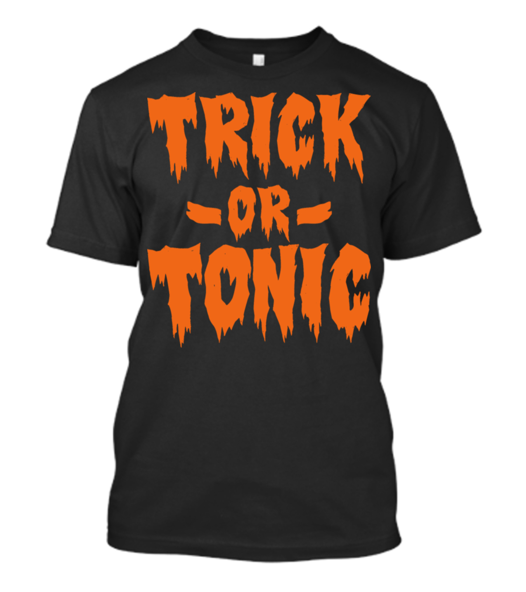 Trick Or Tonic Halloween Pumpkin Ghost Graphic Tee With Spooky Orange Text T-Shirt