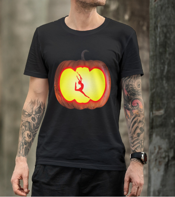 Baton Twirling Dancer Silhouette Halloween Pumpkin T-Shirt
