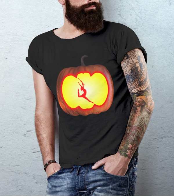 Baton Twirling Dancer Silhouette Halloween Pumpkin T-Shirt