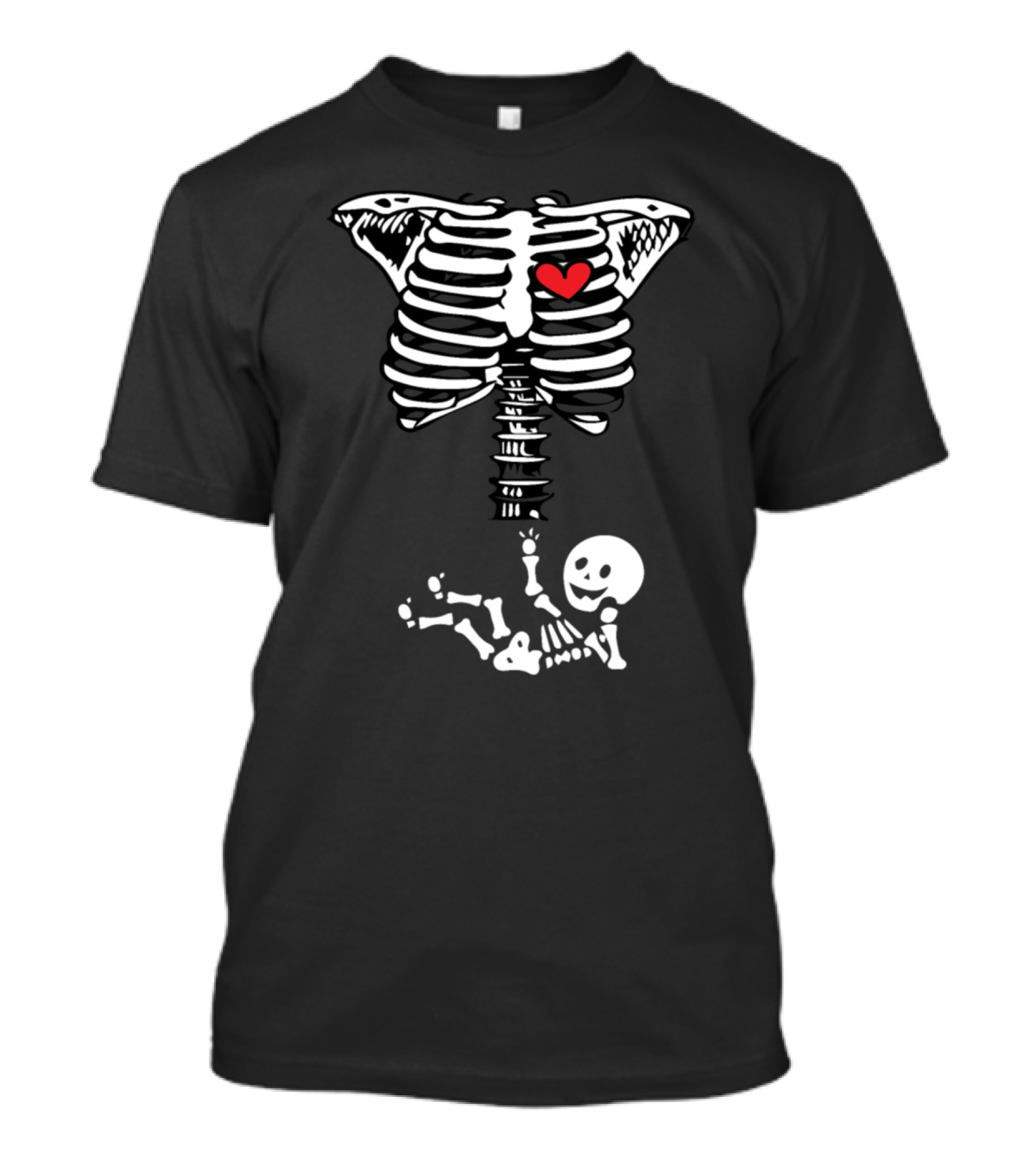 Pregnancy Skeleton With Baby And Heart Halloween T-Shirt