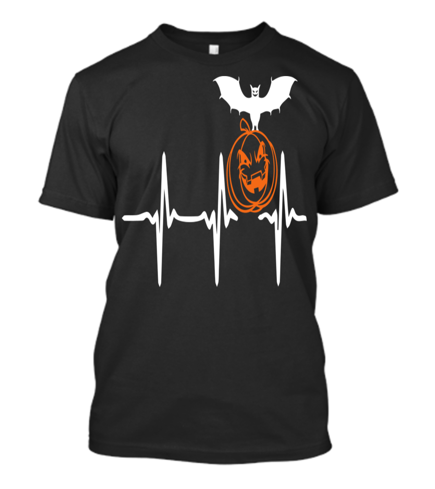 Heart Beat Halloween Pumpkin Bat T-Shirt