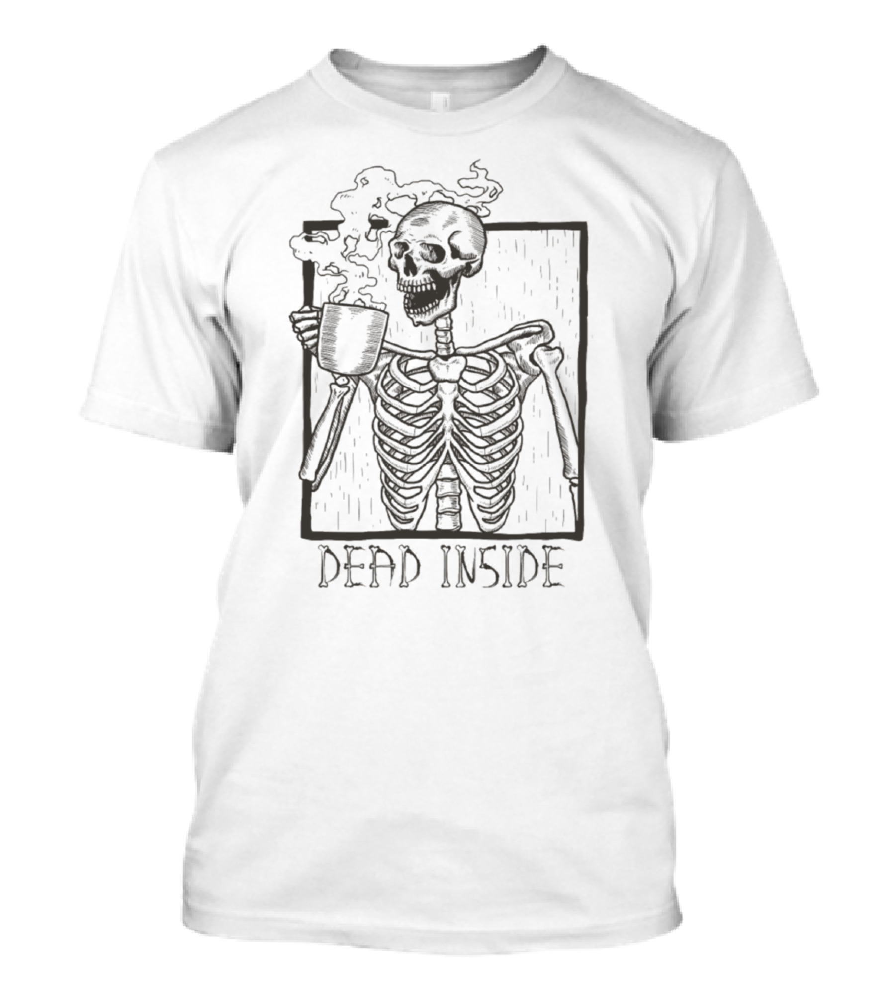 Dead Inside Skeleton Coffee Halloween Meme T-Shirt