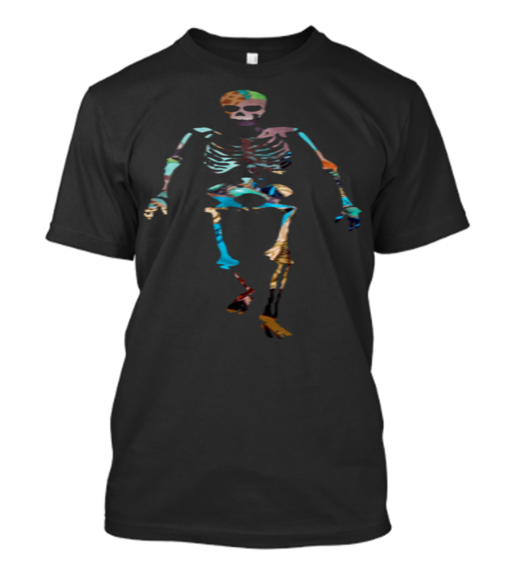 ArtTS Collage Moldy Skeleton Colorful Patchwork Bones T-Shirt