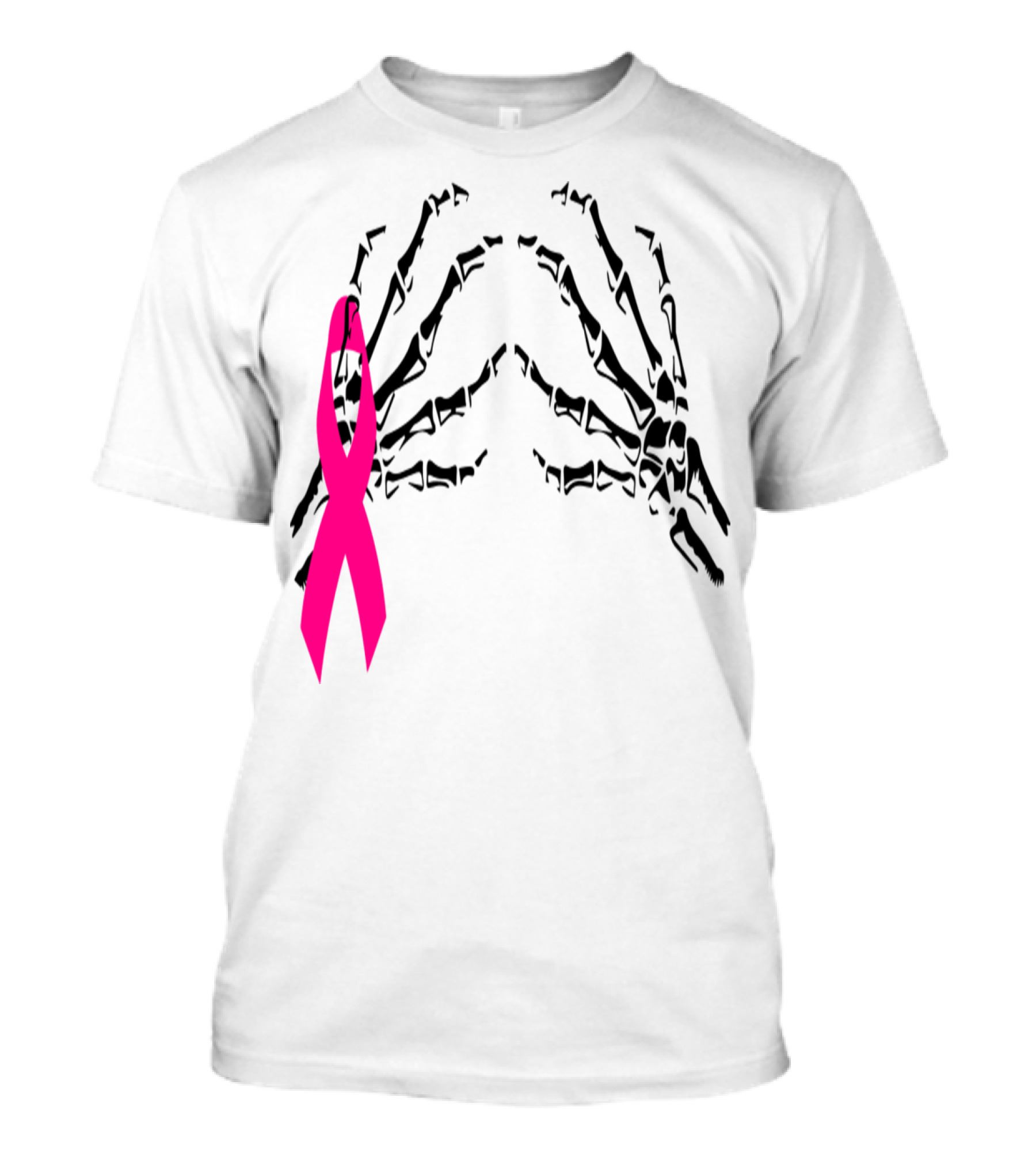 Breast Cancer Awareness Skeleton Hands Pink T-Shirt