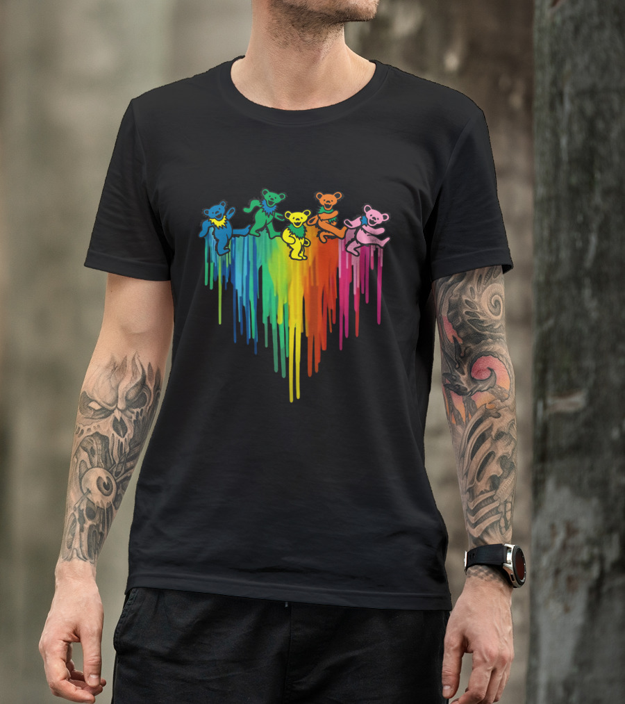 Grateful Dead Dancing Bear Rainbow Drip T-Shirt